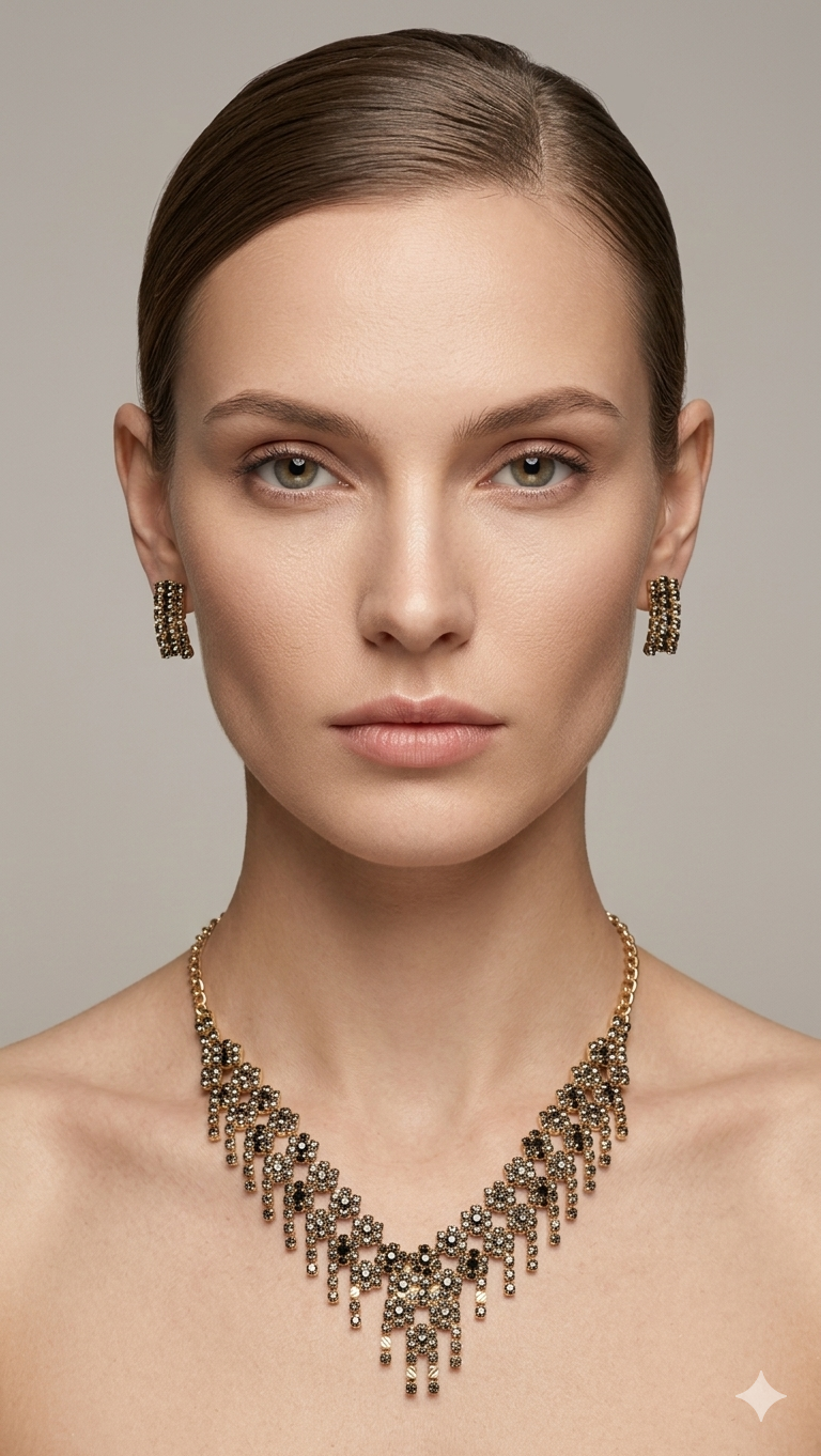 ROXY AMERICAN DIAMOND NECKLACE GOLD PLATED