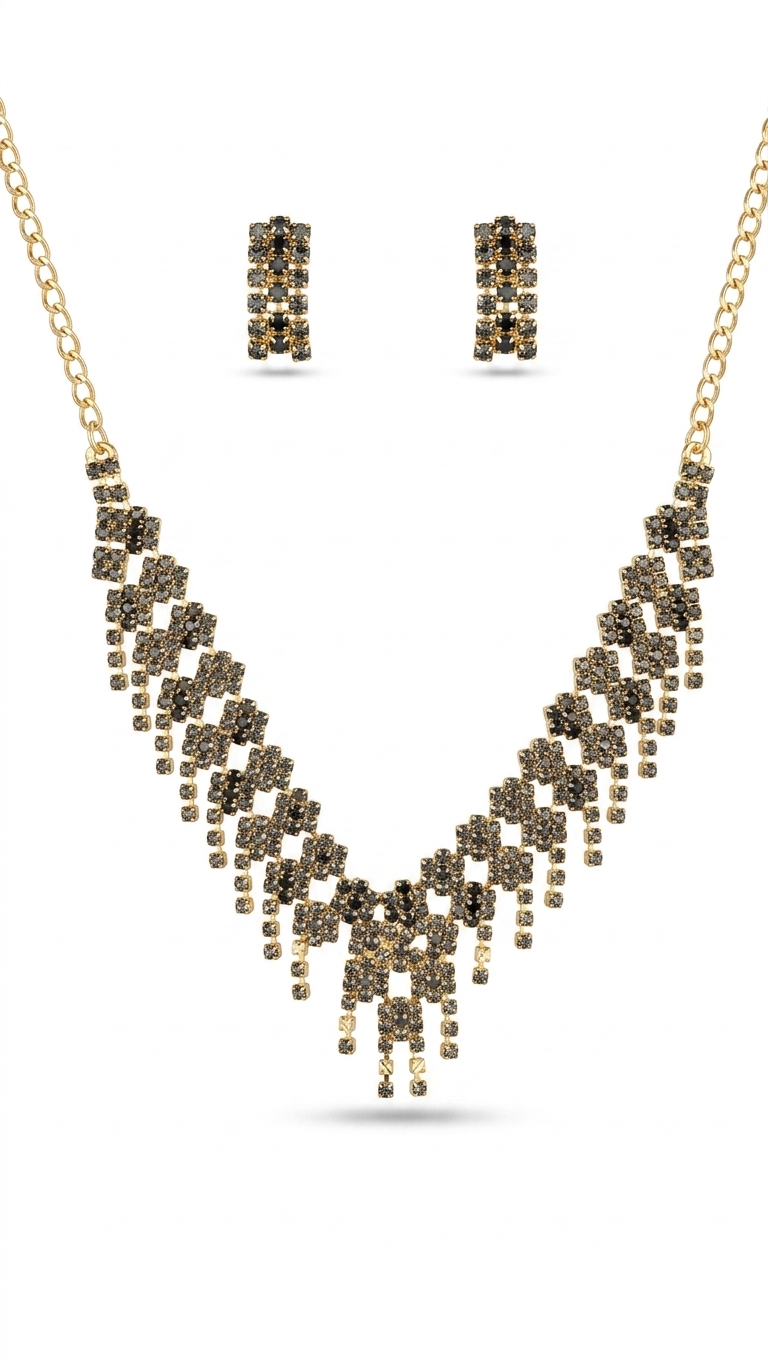 ROXY AMERICAN DIAMOND NECKLACE GOLD PLATED