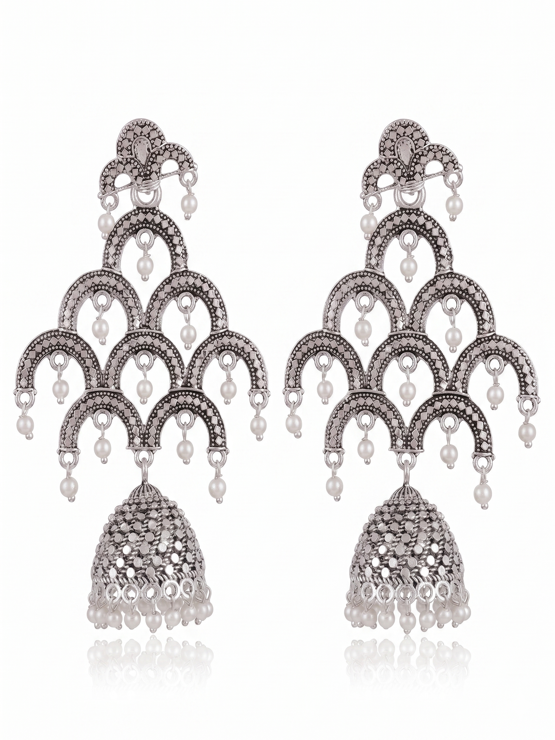 AVINA SILVER PLATED OXIDISED JHUMKA