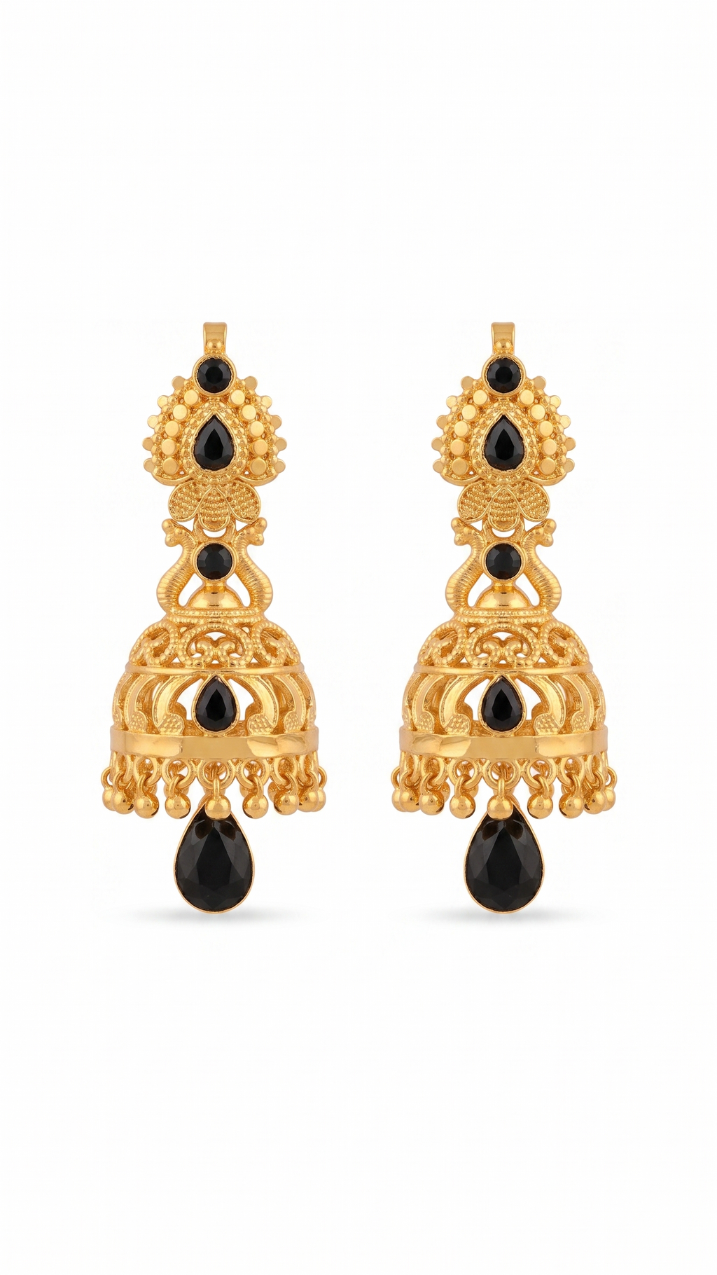 KSURATI GOLD PLATED DIAMOND STUDDED HERITAGE JHUMKA