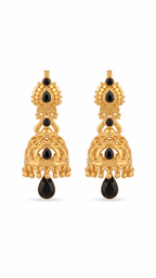 KSURATI GOLD PLATED DIAMOND STUDDED HERITAGE JHUMKA