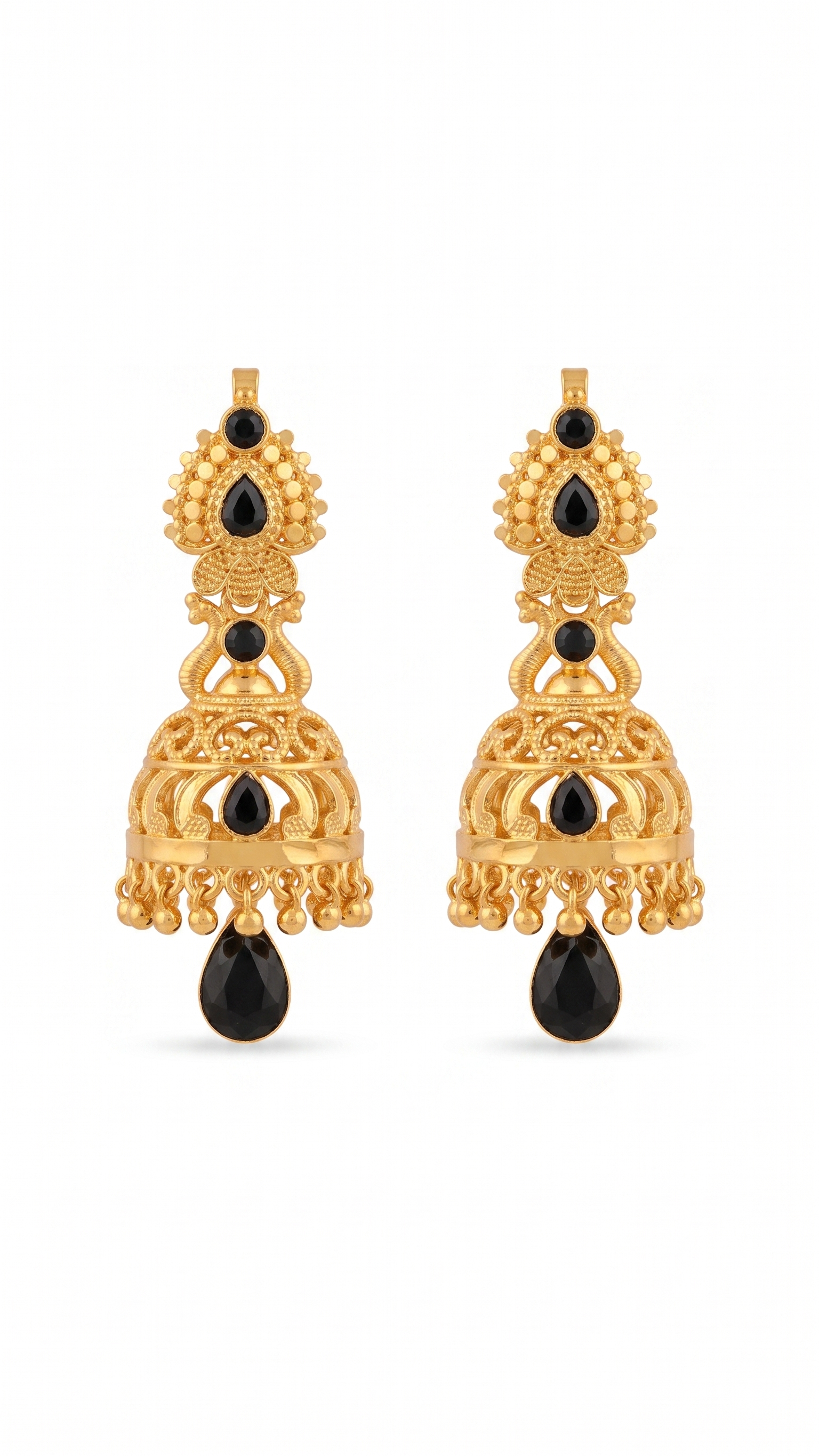 KSURATI GOLD PLATED DIAMOND STUDDED HERITAGE JHUMKA