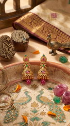 KSURATI GOLD PLATED DIAMOND STUDDED HERITAGE JHUMKA