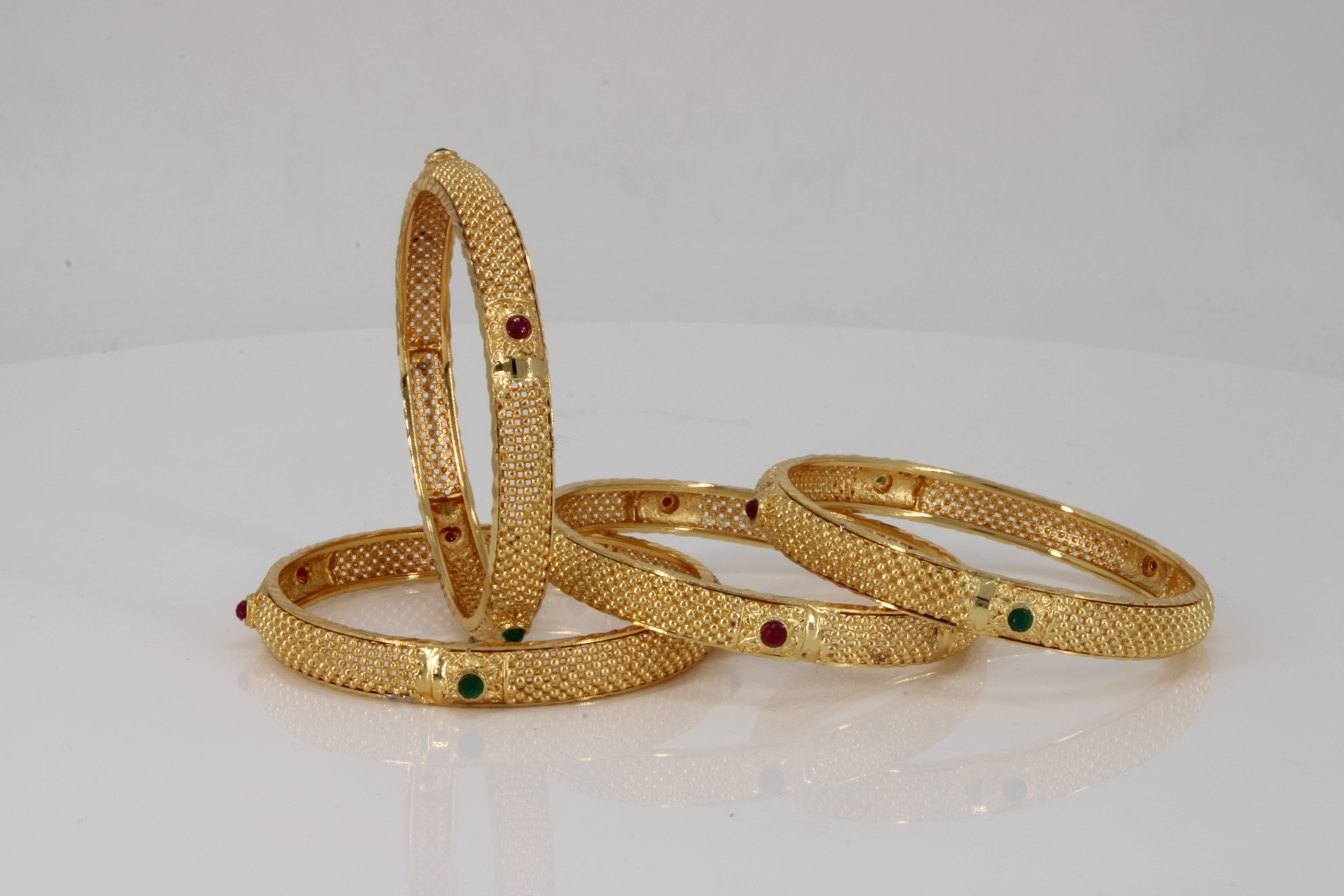 Traditional Red and Green Stone Studded