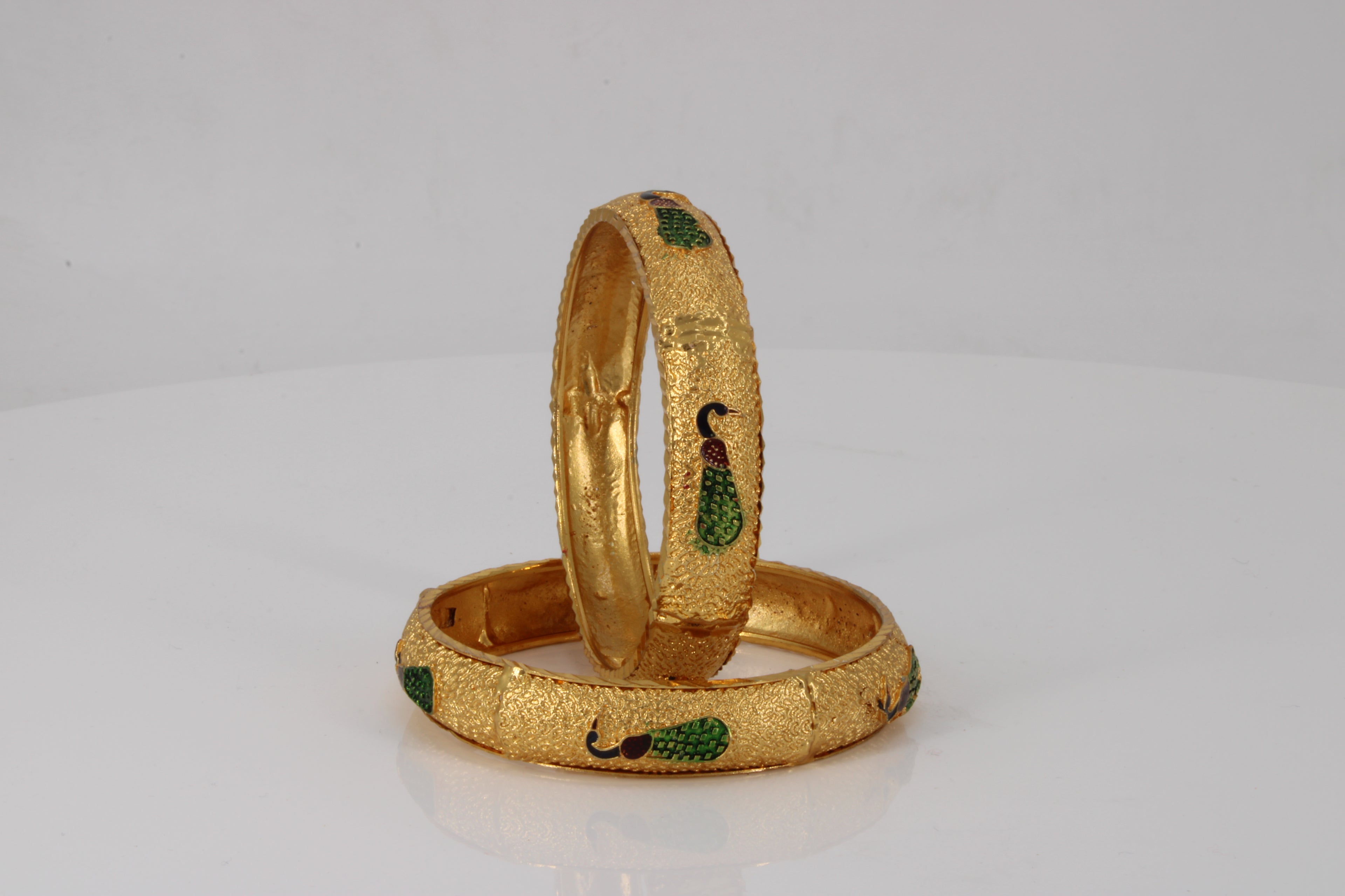 Textured Gold Peacock Bangles