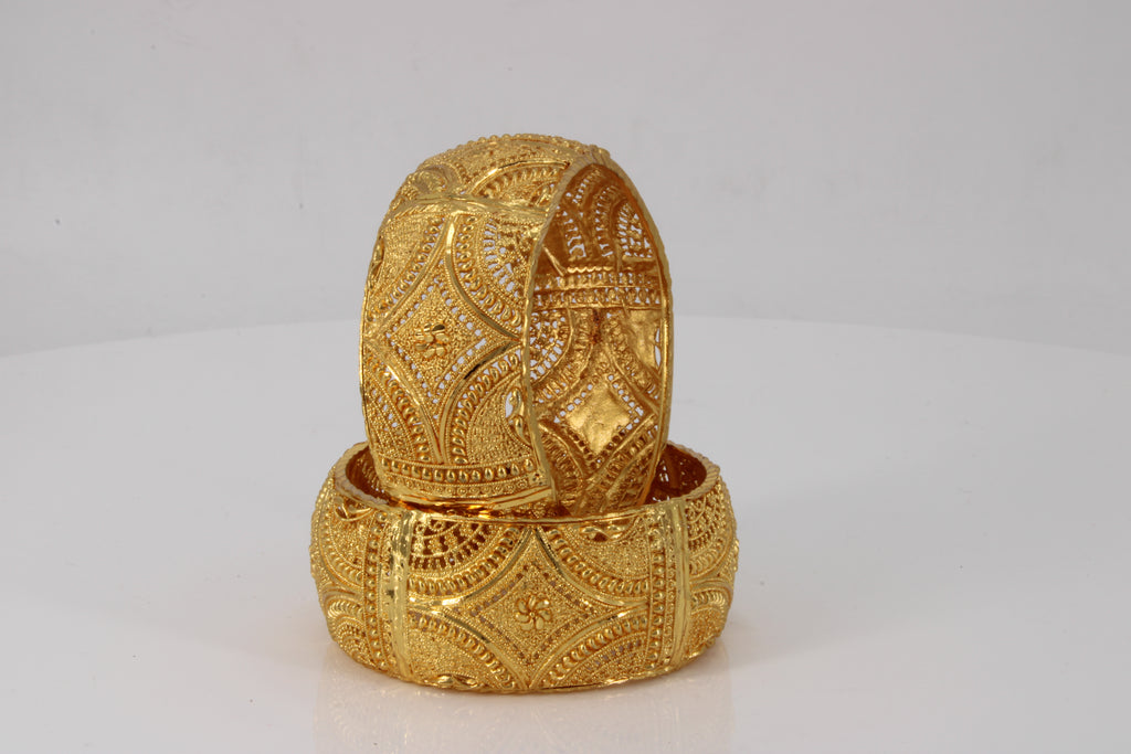 Broad gold kada bangles