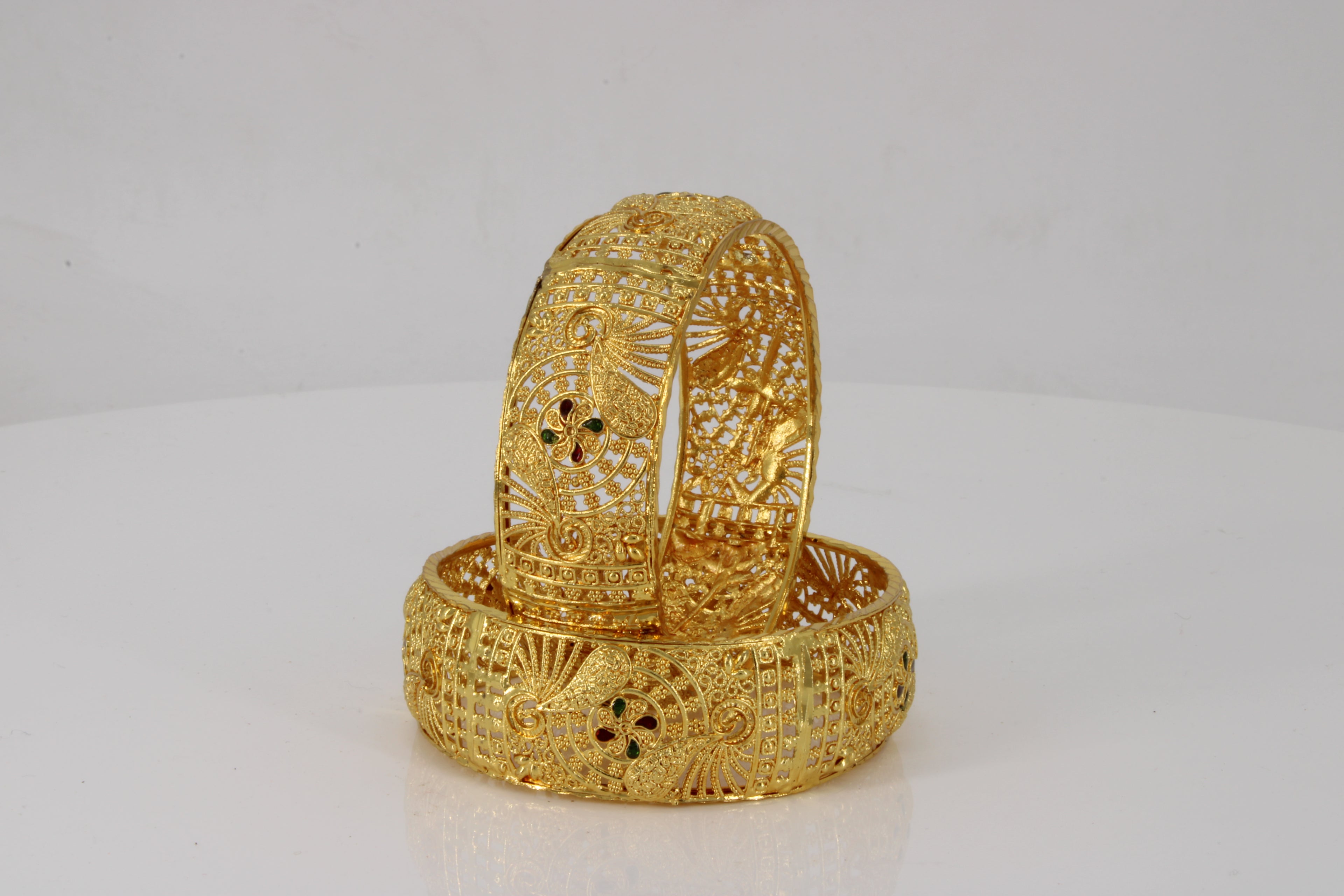 Elegant Flower Design Broad Bangle One Gram Gold Kada Bangle