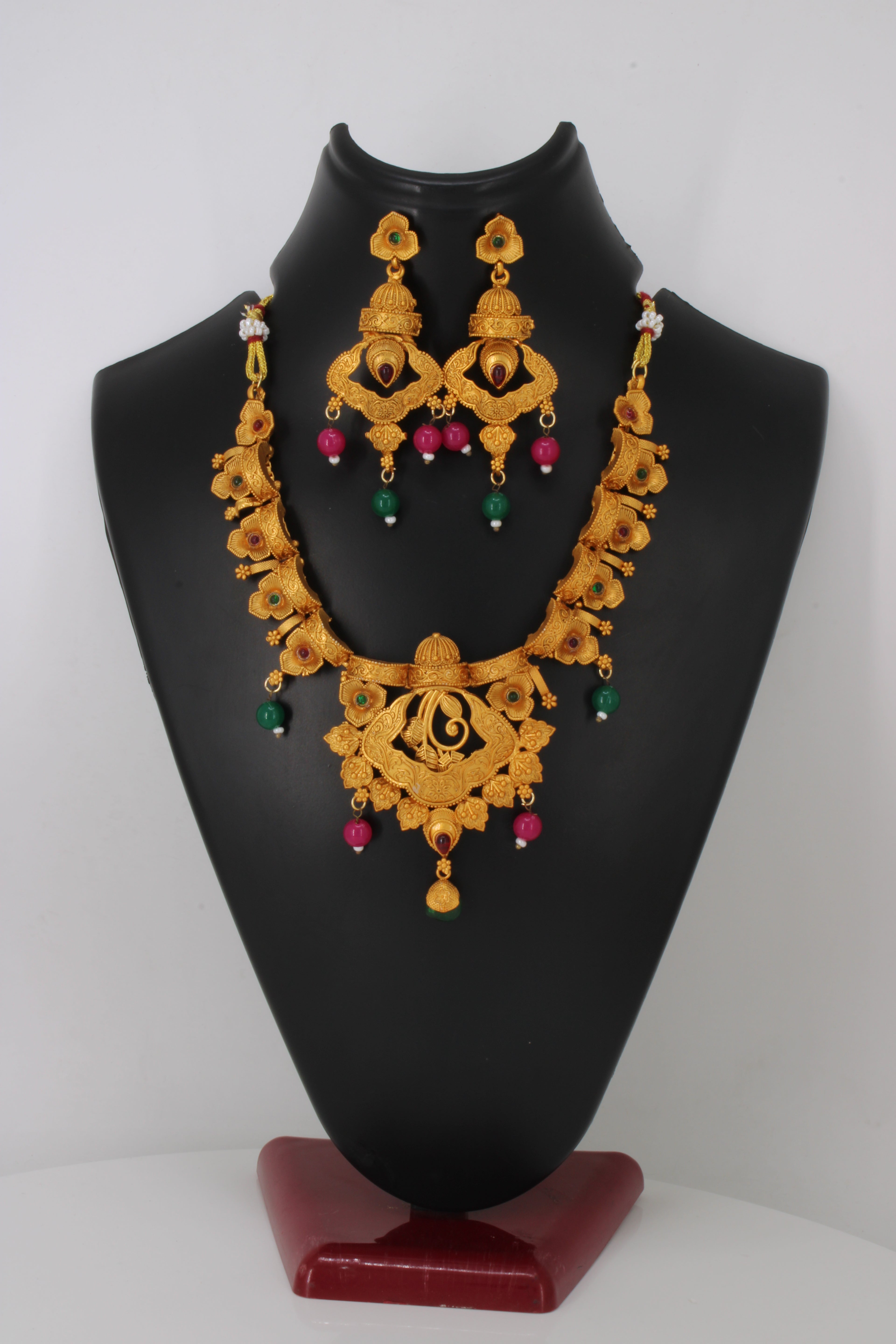 Bridal Kemp Lakshmi Peacock Necklace Set