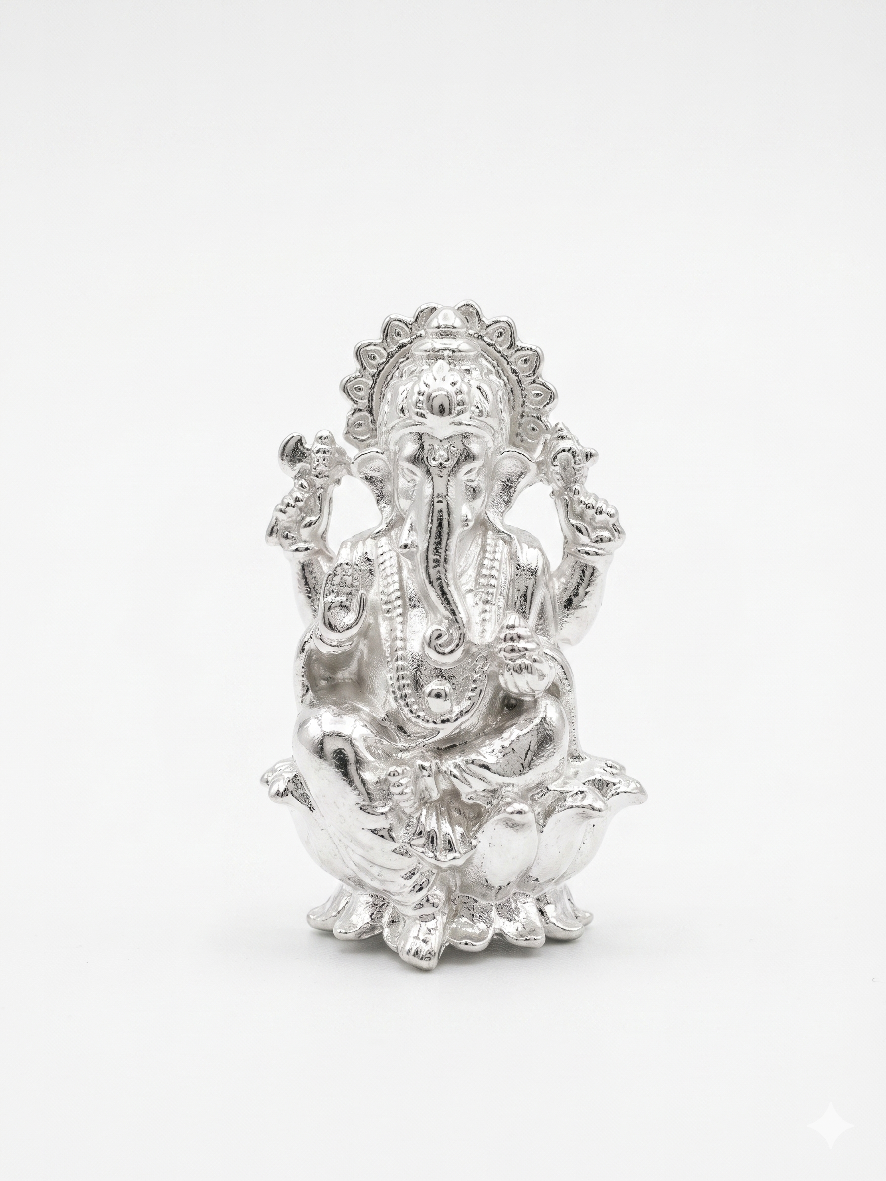 SILVER PLATED GANESH JI IDOL MURTI
