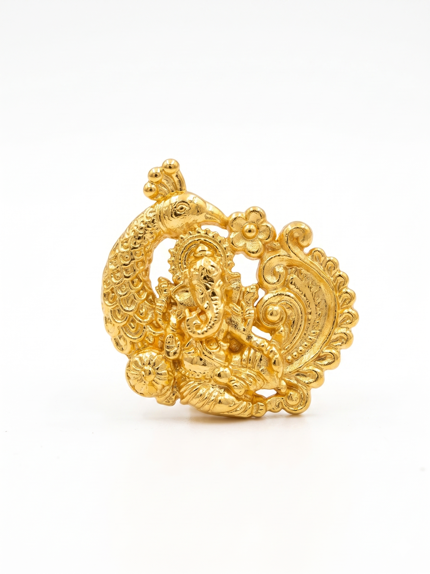 GANESH PEACOCK IDOL MURTI GOLD PLATED